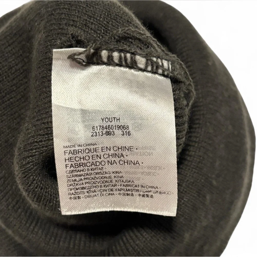Nike Youth Cuffed Knit Beanie Gray Green Swoosh Logo Hat